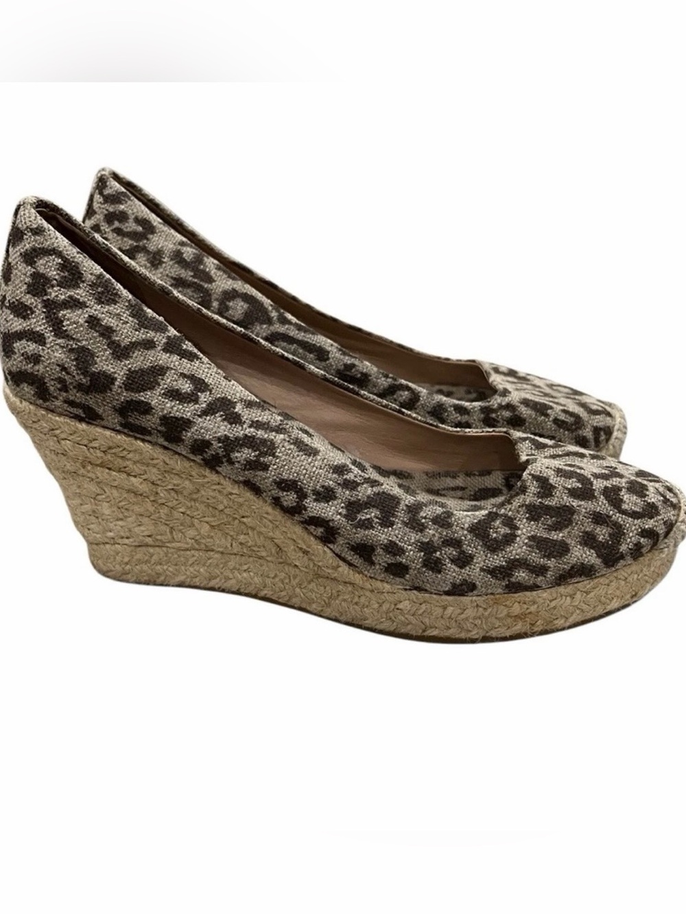J. Crew Women’s 8 Leopard Print Tall Wedge Espadrille Shoes S3